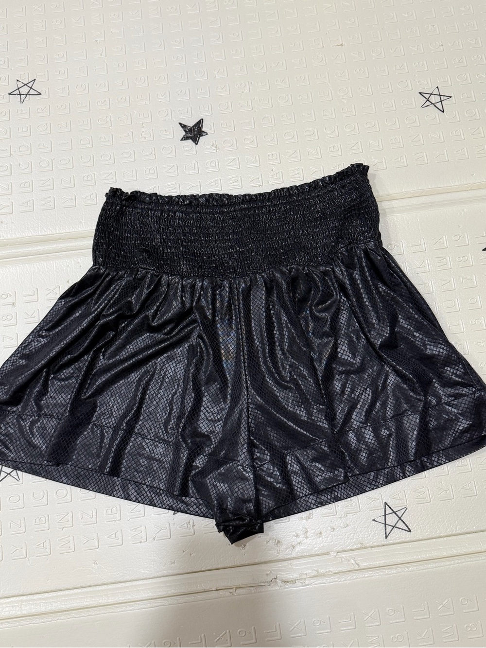 Black Smocked Waist Skort